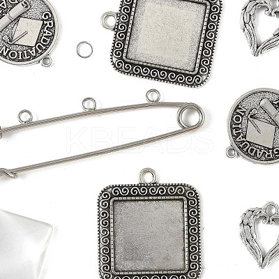 DIY Square Alloy Commemorative Photo Pendants Making Kits DIY-FS0009-22-1
