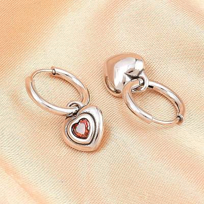 316 Surgical Stainless Heart Hoop Earrings EJEW-C160-16-1