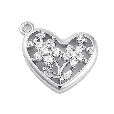 Brass Micro Pave Clear Cubic Zirconia Pendants KK-Z066-07P-1