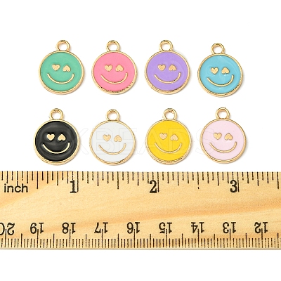 40Pcs 8 Colors Alloy Enamel Pendants ENAM-FS0002-06-1