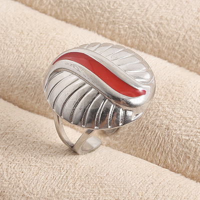 Adjustable Stainless Steel with Enamel Open Cuff Rings for Women BT9322-1-1