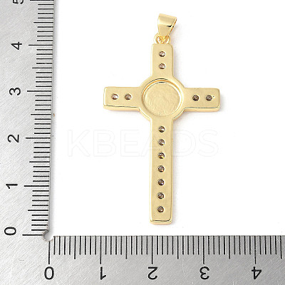 Brass Micro Pave Cubic Zirconia Cross Pendants ZIRC-I071-04G-01-1