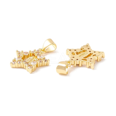 Rack Plating Brass Micro Pave Clear Cubic Zirconia Pendants ZIRC-I057-24G-1