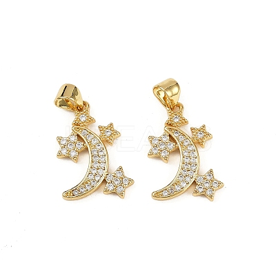 Brass Micro Pave Cubic Zirconia Pendants KK-S526-36G-1
