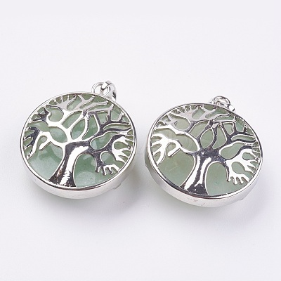 Natural Green Aventurine Pendants KK-K216-A06-1