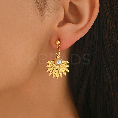 Fan Stainless Steel Dangle Stud Earrings MC7429-1