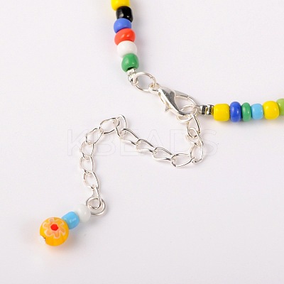 Handmade Millefiori Glass Beads Anklets AJEW-AN00028-1