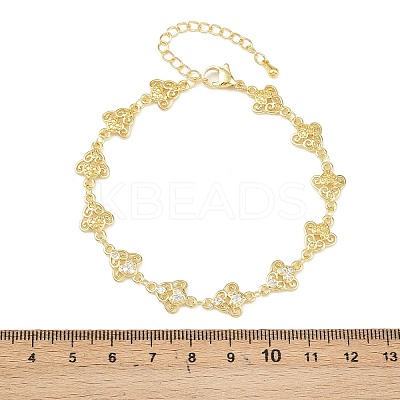 Brass Micro Pave Clear Cubic Zirconia Link Chain Bracelets for Women BJEW-A090-09F-G-1