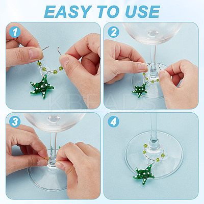 Sea Animal Glass Wine Glass Charms AJEW-GA00018-1