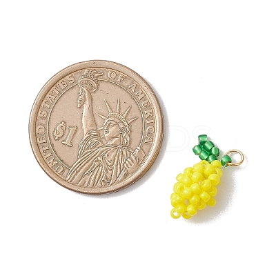 Glass Seed Beaded Lemon Pendants PALLOY-MZ00853-01-1