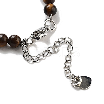 Natural Tiger Eye Round & Synthetic Non-magnetic Hematite & White Shell Beaded Bracelets for Women BJEW-K251-02G-1