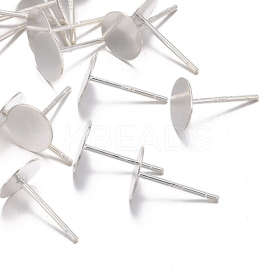 925 Sterling Silver Flat Pad Stud Earring Findings STER-K167-045F-S-1