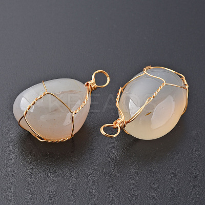 Natural Dendritic Agate Pendants G-N332-50-14-1