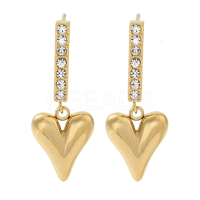 Ion Plating(IP) 304 Stainless Steel Inlay Rhinestone Stud Earrings for Women EJEW-M024-06C-G-1