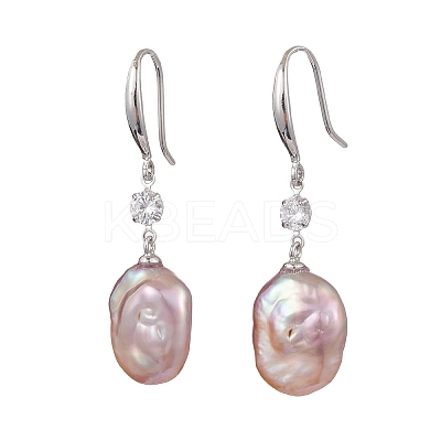 Natural Pearl Dangle Earrings EJEW-P286-34P-1