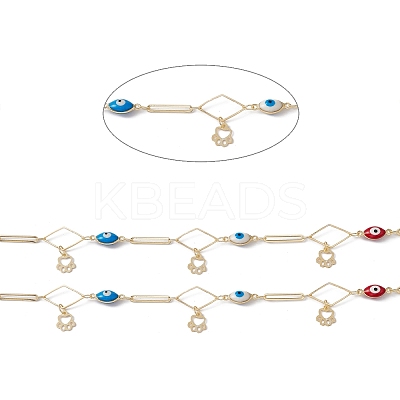 Enamel Horse Eye & Oval & Rhombus Link Chains CHC-C003-27G-03-1
