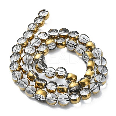 Half Plated Electroplate Transparent Glass Beads Strands X-EGLA-E060-02A-HP05-1