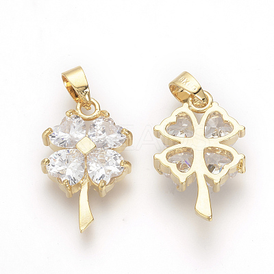 Brass Cubic Zirconia Pendants X-KK-R015-112G-1