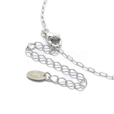 Natural Pearl Pendant Necklace with 925 Sterling Silver Paperclip Chains NJEW-I124-149-1