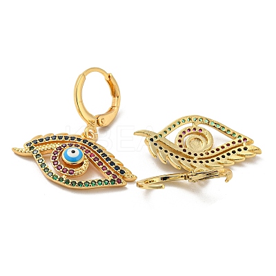 Real 18K Gold Plated Brass Dangle Leverback Earrings EJEW-A033-07G-1