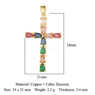 Brass Micro Pave Colorful Cubic Zirconia Pendants ZIRC-OY005-01G-1