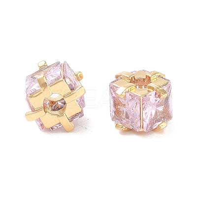 Brass Micro Pave Cubic Zirconia Beads KK-B102-31G-02-1