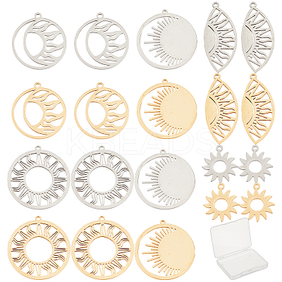 20Pcs 5 Style 201 Stainless Steel Pendants STAS-SC0003-57-1