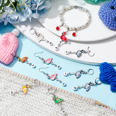 Alloy Enamel Pendant Locking Stitch Markers HJEW-AB00142-1