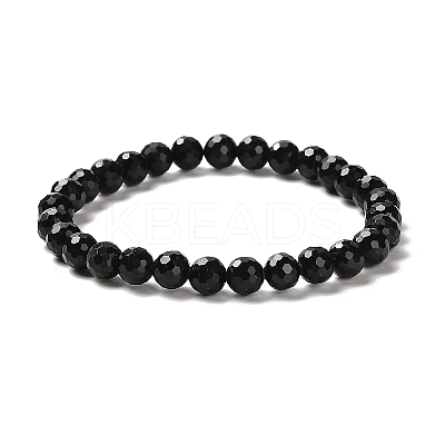 Natural Black Tourmaline Beaded Stretch Bracelets BJEW-K233-01A-03-1
