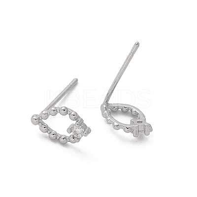 Brass Glass Stud Earrings EJEW-Q014-22P-1