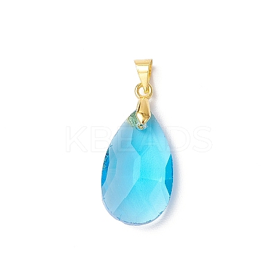 10Pcs 5 Colors Faceted Teardrop Glass Pendants PALLOY-JF03737-01-S-1