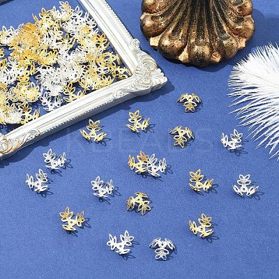 50g 2 Colors Plated Iron Fancy Bead Caps IFIN-YW0003-96-1