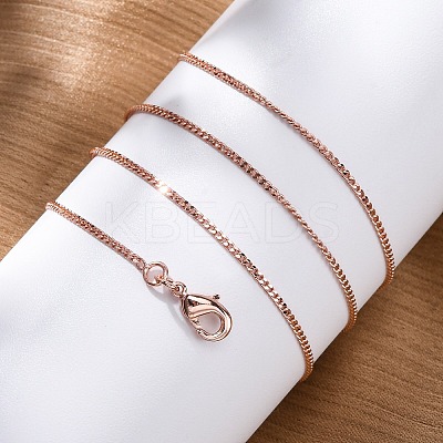 Long-Lasting Plated Brass Curb Chain Necklaces NJEW-K112-07RG-NF-1