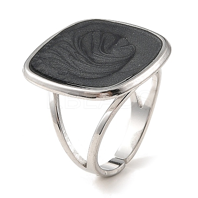 304 Stainless Steel Enamel Open Cuff Rings for Women RJEW-F166-23P-02-1