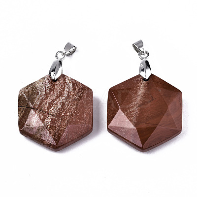 Natural Red Jasper Pendants G-T131-27B-1