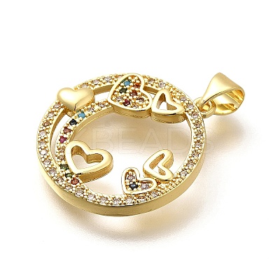 Rack Plating Brass Micro Pave Cubic Zirconia Pendants KK-L226-050G-01-1