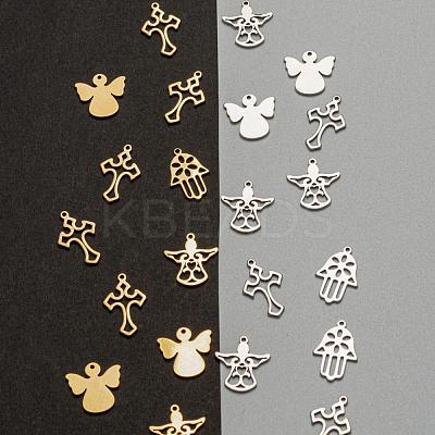 100Pcs 10 Style 2 Colors 304 Stainless Steel Pendants STAS-LS0001-34-1