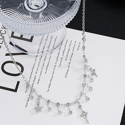 Alloy Micro Pave Cubic Zirconia Pendant Bib Necklaces for Women PW-WG44820-01-1