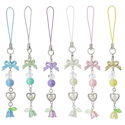 6Pcs 6 Colors Alloy with Plastic Mobile Straps AJEW-FH0005-71-1