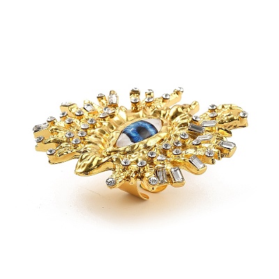 Alloy Rhinestone Open Cuff Rings RJEW-A057-03G-1