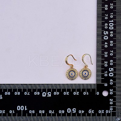 Cubic Zirconia Flat Round with Evil Eye Dangle Earrings EJEW-SW00011-03-1