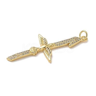 Rack Plating Brass Micro Pave Cubic Zirconia Pendants KK-K392-44G-1