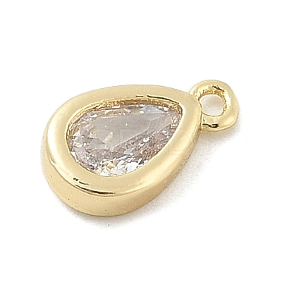 Brass Micro Pave Clear Cubic Zirconia Charms KK-B130-02G-06-1