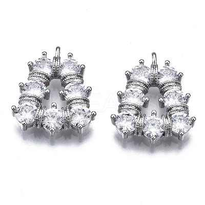 Brass Inlaid Clear Cubic Zirconia Pendants ZIRC-S069-025P-1