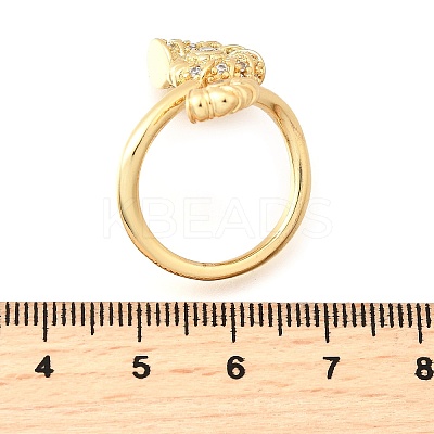 Ocean Theme Brass Micro Pave Cubic Zirconia Cuff Rings for Women RJEW-F184-17G-G-1