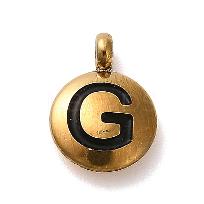 304 Stainless Steel Black Enamel Charms STAS-R009-01G-G-1