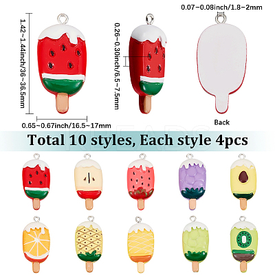 40Pcs 10 Styles Opaque Resin Pendants RESI-SC0006-16-1