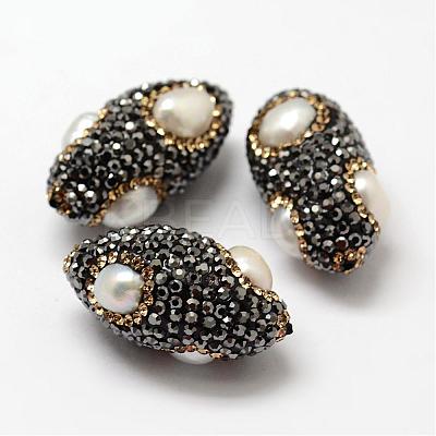 Horse Eye Polymer Clay Rhinestone Beads RB-L027-05B-1