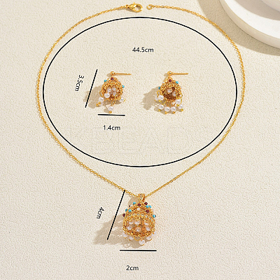 Brass Plastic Stud Earrings & Pendant Necklaces Sets for Women KW7238-1