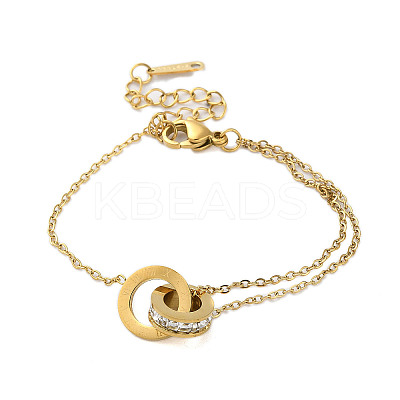 Roman Numerals Stainless Steel Link Bracelets LS-BJEW-L689-01G-1